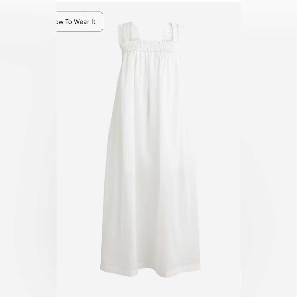 NWT Cotton Voile Ruffle-Trim Shift Dress, White, Size Small, $138 MSRP - Picture 6 of 7